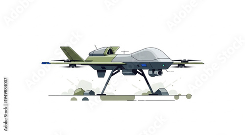 Advanced Military Drone Design with Precision Landing Gear.