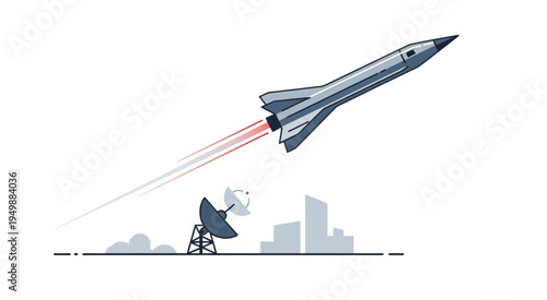 Rocket Launch Illustration - A Symbol of Technological Advancement and Space Exploration.