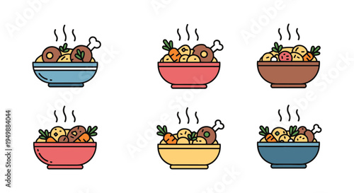 Goat Stew Line art vector set clean contemporary abstract illustration