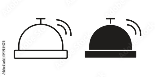 Reception bell icon element for graphic designs. line and flat symbols
