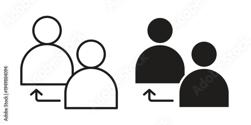 Referral icon element for graphic designs. line and flat symbols