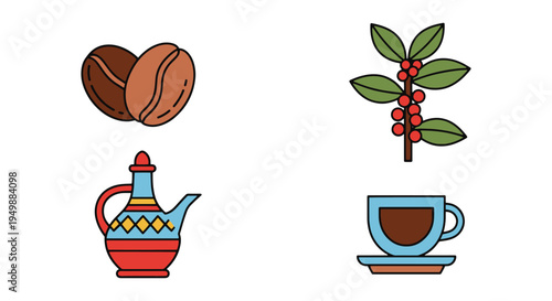 Ethiopian Coffee Line art minimal dynamic abstract color vector
