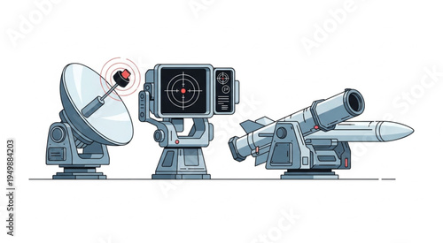 Futuristic Anti-Air Defense System - Radar, Targeting, and Missile Launcher.