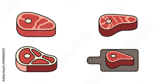 Filet Mignon Line art vector abstract color concept