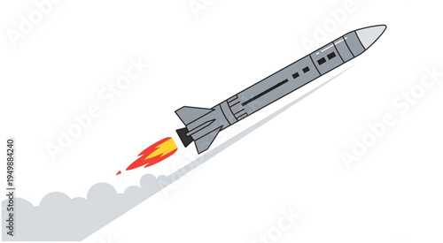 Illustration of a Missile Launching with Fire and Smoke.
