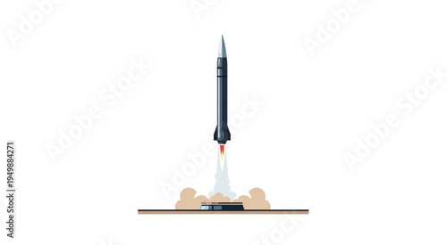 Rocket Launching into the Sky with Smoke and Fire.