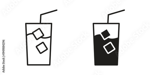 Refreshing cold drink icon element for graphic designs. line and flat symbols