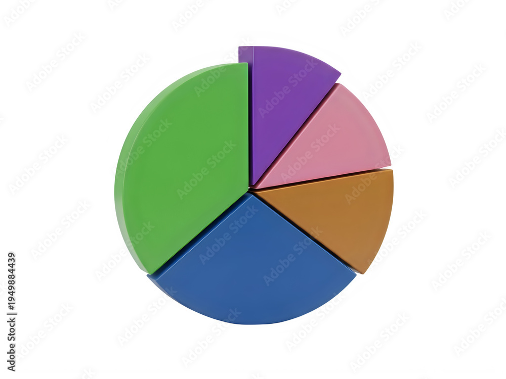 Fototapeta premium A pie chart divided into five sections