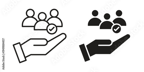 Responsibility icon element for graphic designs. line and flat symbols