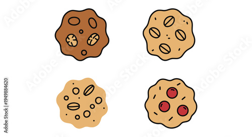 Granola Bite Line art vector minimal digital abstract color illustration