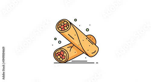 Fried Spring Roll Bites Line creative modern abstract vector