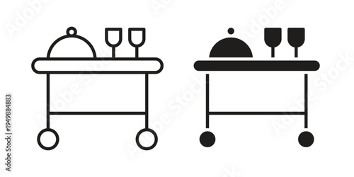Room service icon element for graphic designs. line and flat symbols