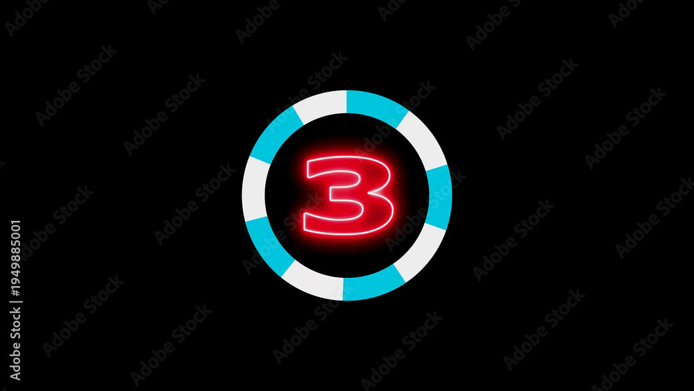 Fototapeta premium Luminous number three digital countdown