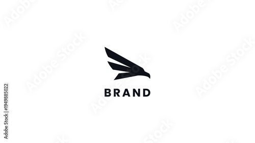 Modern minimalist geometric eagle logo concept for a powerful brand identity, symbolizing freedom, strength, and sharp vision, presented in a sleek vector graphic design