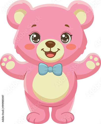 Pink Teddy Bear Plush Toy with Bow Accessory Birthday Design