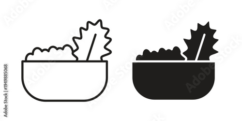 Salad icon element for graphic designs. line and flat symbols