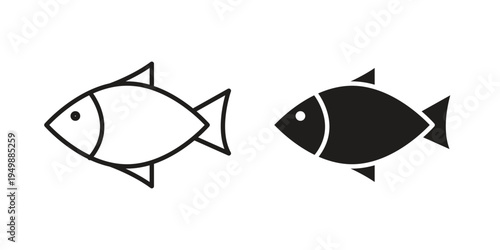 Sardine icon element for graphic designs. line and flat symbols