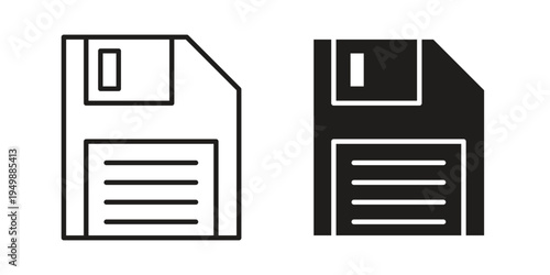 Save file icon element for graphic designs. line and flat symbols