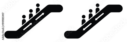 Escalator vector icon design set for going up and down. Escalator symbol. Vector illustration.