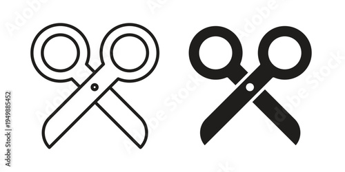 Scissors icon element for graphic designs. line and flat symbols