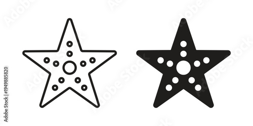 Sea star icon element for graphic designs. line and flat symbols