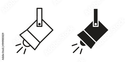 Searchlight icon element for graphic designs. line and flat symbols