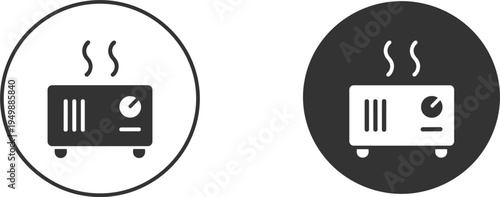 Electric heater icons set with temperature control dial isolated on white background vector illustration collection