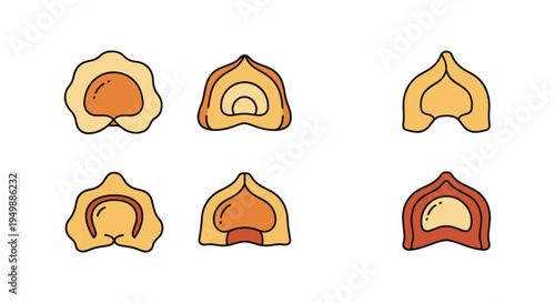 Fried Tortellini Line art minimal artistic abstract vector
