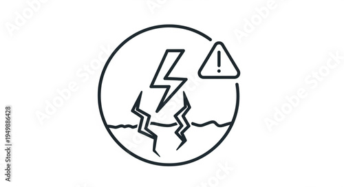 Electrical hazard warning symbol with lightning and alert sign.