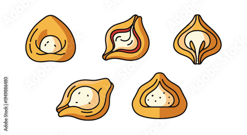 Fried Tortellini Line art dynamic abstract creative vector