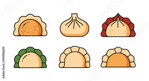 Fried Vegetable Dumpling Line minimal elegant abstract color illustration
