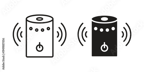 Smart speaker icon element for graphic designs. line and flat symbols