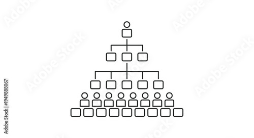 Organizational Structure Chart with People Icons, Business Hierarchy Concept