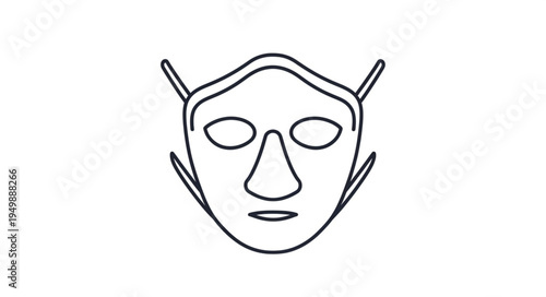 Simple Outline Drawing of a Protective Face Mask.
