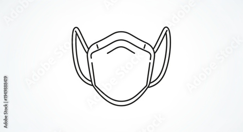 Simple Line Drawing of a Protective Face Mask.