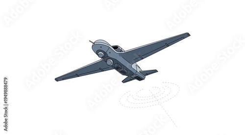 Detailed View of a Gray Toy Airplane in Flight.