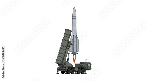 Mobile Missile Launcher System Ready for Launch Illustration.