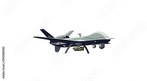 High-Tech Military Drone on White Background for Defense.