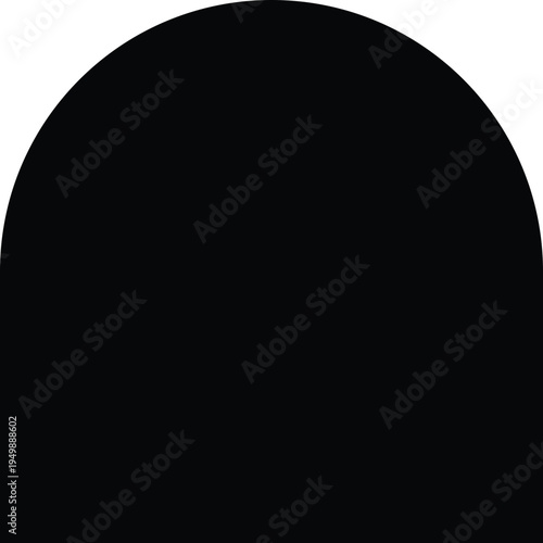 Vector black semicircle shape isolated PNG with Transparent Background