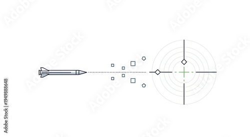 Schematic Diagram of Missile Interception with Target Lock.
