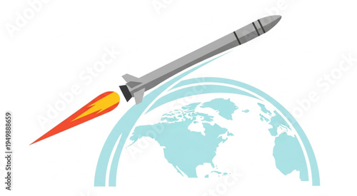 Illustration of a missile launching into space over the Earth.