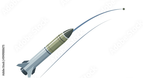 Illustration of a Missile with a Trajectory Line.
