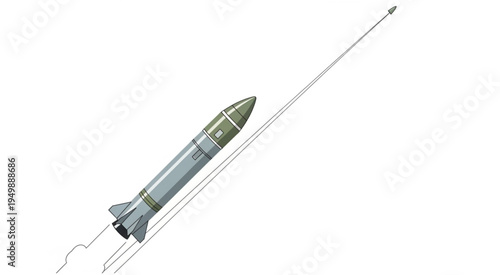 Illustration of a rocket with a long trailing wire.