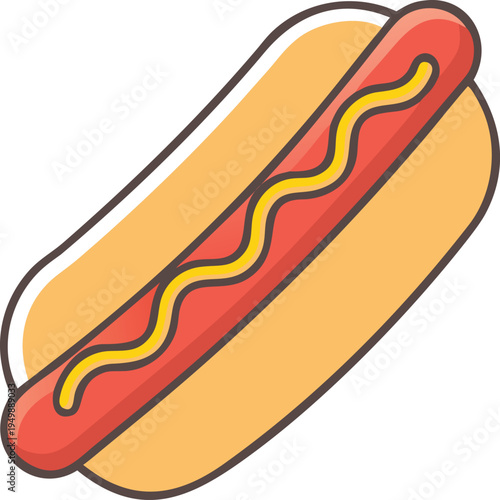 Hot Dog with Mustard Cartoon Graphic sausage condiment