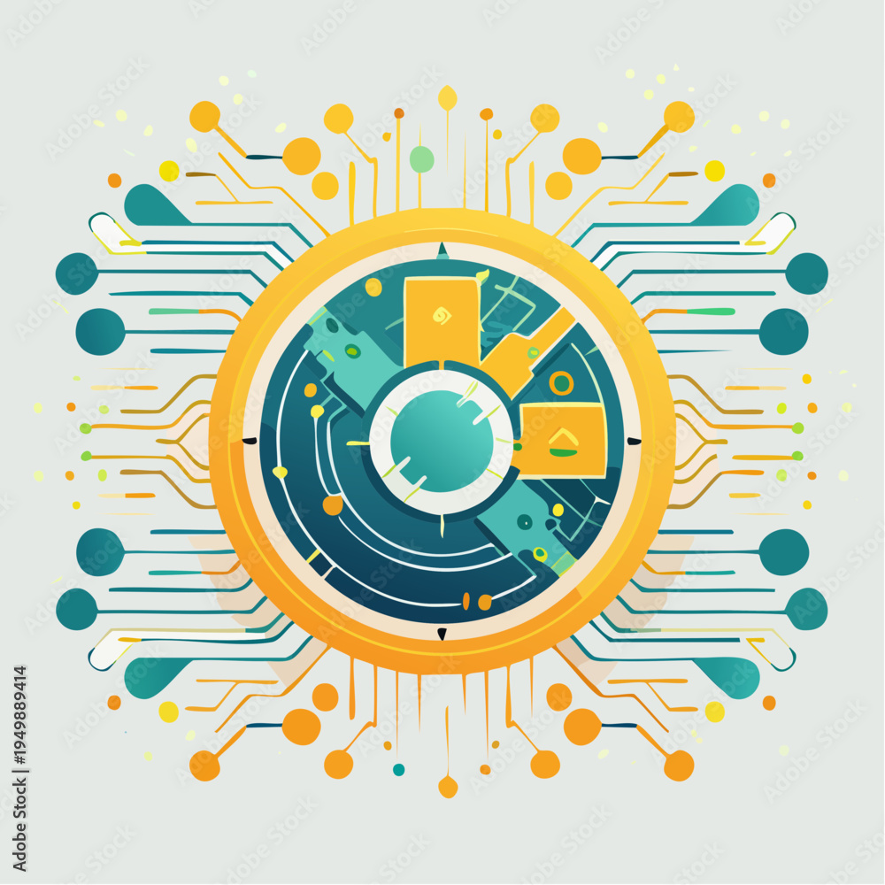 Fototapeta premium Abstract Digital Brain Core Visualizing Advanced AI and Interconnected Data Processing Network