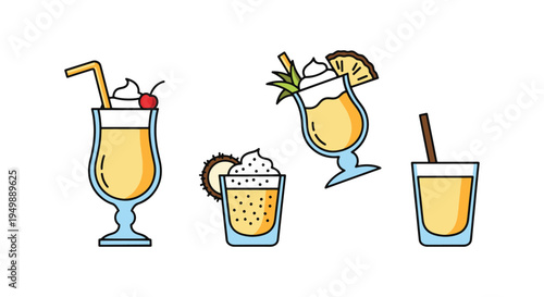 Frozen Pina Colada Line art clean abstract modern illustration