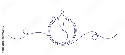 Stopwatch one continuous single line symbol. Chronometer outline sketch. Minimalist timer sign for sport, fast productivity, or management concept. Hand drawn vector illustration. Editable stroke.