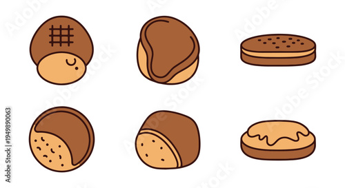 Hash Brown Line art vector geometric abstract color