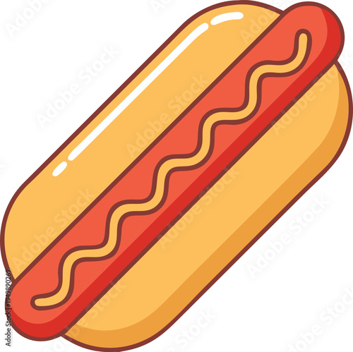 Hot Dog with Wavy Mustard and Outline sausage condiment