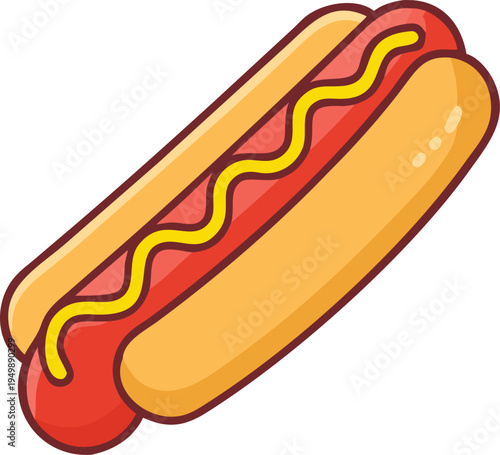 Hot Dog with Yellow Mustard Cartoon sausage condiment